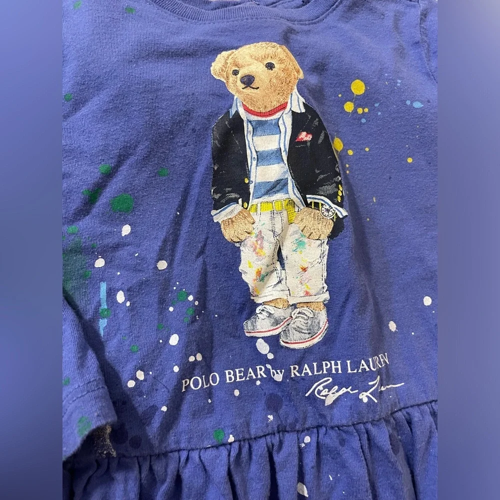 EUC Polo Ralph Lauren Paint Splattered Polo Bear Tunic